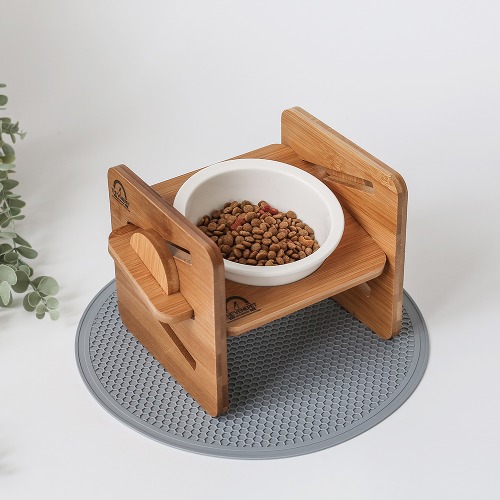 더베네펫 높이조절 원목대나무 강아지밥그릇 1구